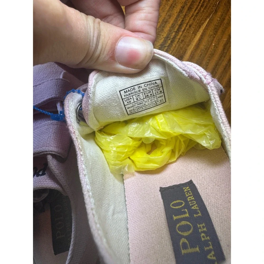 Polo Ralph Lauren Kids Pink Canvas Velcro Sneakers Shoes Size 10 Toddler